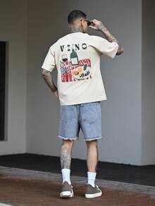 Devon Thys 男士夏季休闲做旧水洗牛仔短裤，Emo 风格 - 藍色 - 查看 6