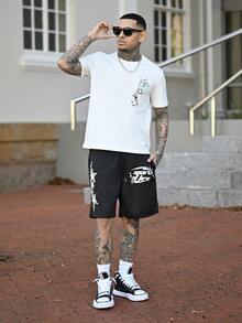 Devon Thys 男士趣味熊猫图案T恤，适合户外、学校 - 白色 - 查看 3
