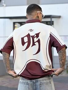 Devon Thys Short Sleeve Half-Zip Sporty POLO Shirt - Burgundy - View 2