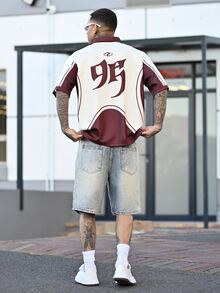 Devon Thys Short Sleeve Half-Zip Sporty POLO Shirt - Burgundy - View 5