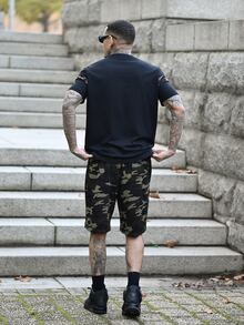 Devon Thys 男士迷彩印花针织短袖T恤和短裤套装夏季服装 - 彩色 - 查看 4