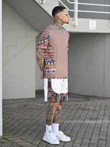 Devon Thys 男士夏季幾何印花圓領短袖休閒t卹 - 彩色 - 查看 3