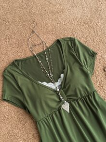 Attitoon Casual Minimalist Style Olive Green 2 In 1 Women's T-Shirt Suitable For Spring And Summer - Multicolor - View 4