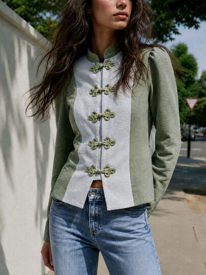 Nöista Kontrastjacke mit chinesischen Knöpfen