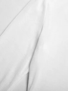 SHEIN 青少年女孩針織白色休閒彈性透視長袖圓領修身T恤，旅行上衣，春夏款 - 白色 - 查看 3