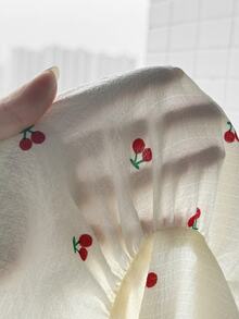 Emery Rose Kids Emery Rose Kids 2件組少女櫻花花卉荷葉袖上衣與寬鬆休閒長褲，夏季，套裝，家庭度假復古風格兒童服裝套裝 - 紅色 - 查看 8