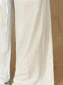 SHEIN Tween Girl Casual Everyday Versatile Comfortable Loose White Knit Wide Leg Pants Tween Girl - White - View 4