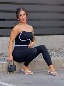 SAYEHFBABY Seamless Elastic Workout Yoga Contrast Color Tank Top Sports Black - Black - View 5