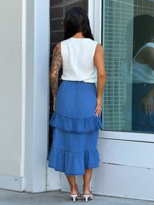 SAYEHFBABY Women's Blue Denim Skirt, Casual & Fashionable For Daily Wear - Blue - View 2