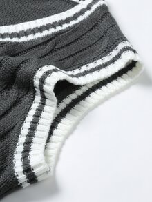 Manfinity Hypemode Chaleco de punto de cable con contraste de color para vacaciones de moda para hombres - Gris Oscuro - Ver 4