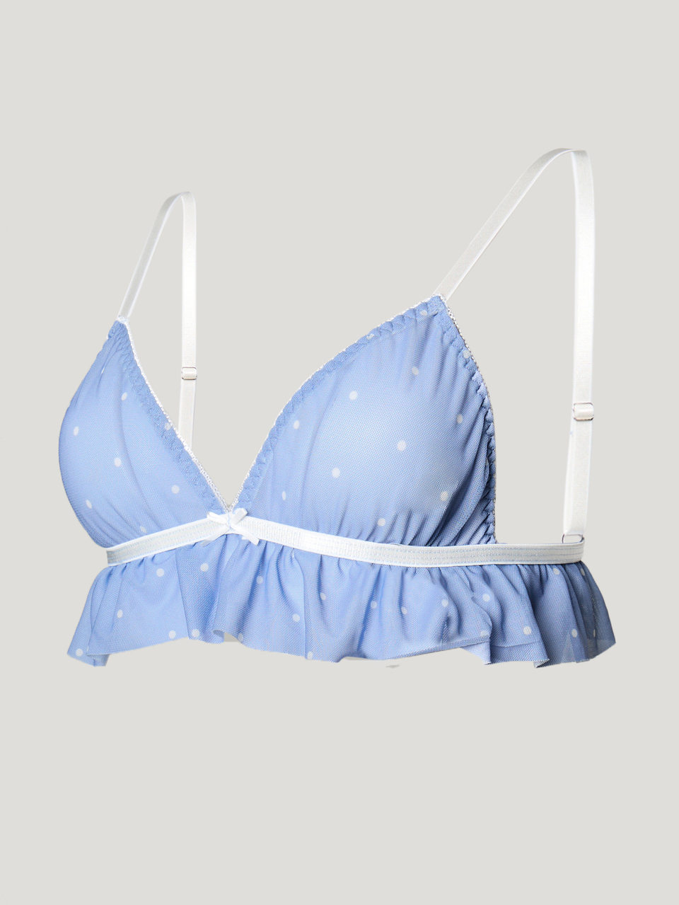 AiiRZ Polka Dot Bralette With Ruffle Hem And Bow Detail
