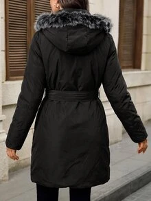 Z6774 DEWBERRY WOMEN'S COAT - Black - View 2