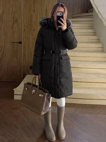Z6774 DEWBERRY WOMEN'S COAT - Black - View 5