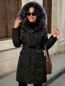 Z6774 DEWBERRY WOMEN'S COAT - Black - View 3