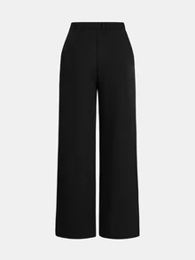 Girlism Teens Girls' Loose Elegant Straight Leg Mid-Waist Minimalist Solid Color Metal Decor Pants - Black - View 2