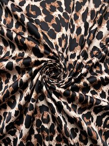 BamGleam Leopard Print Cinched Cinched Waist-Up Sweatshirt Contrast Color Webbing Women's Hooded Sweatshirt - Multicolor - View 3