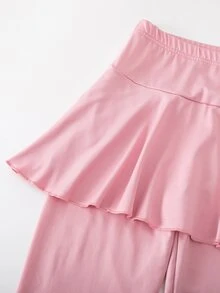 SHEIN 青少年女孩緊身褲，休閒優雅裙褲二合一蝴蝶結圖案，適合春、秋、夏季穿著，完美適合作為外出穿搭 - 粉色 - 查看 6