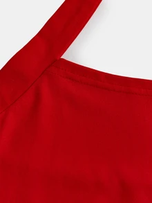 SHEIN 少女休閒時尚波點掛脖A字洋裝 - 紅色 - 查看 8