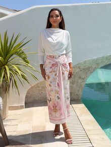 Alya Khalil WOMEN'S CASUAL/DATE FLORAL PRINT TWIST WAIST SKIRT, SPRING/SUMMER Pink - Pink - View 4