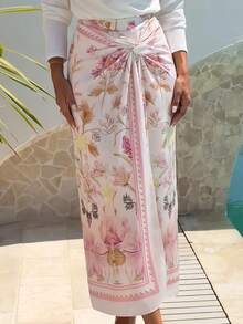Alya Khalil WOMEN'S CASUAL/DATE FLORAL PRINT TWIST WAIST SKIRT, SPRING/SUMMER Pink - Pink - View 5