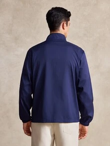 Courvante Men's High Neck Long Sleeve Solid Color Jacket, Golf, Fall - Navy Blue - View 3