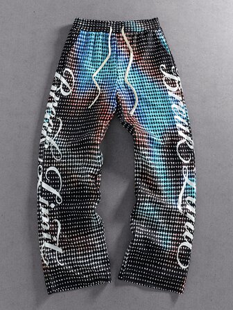 Street Life Herren-Freizeithose mit Buchstabenprint, Kordelzugbund, locker geschnitten