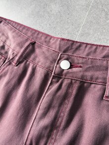ROMWE MEN Men's Vintage Washed Patchwork Loose Fit Jeans - Burgundy - View 4