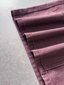ROMWE MEN Men's Vintage Washed Patchwork Loose Fit Jeans - Burgundy - View 9