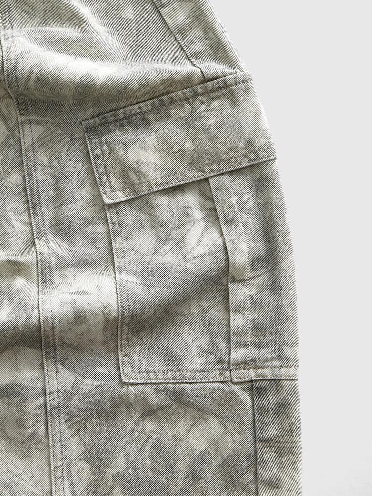 ROMWE MEN Men's Camouflage Loose Curved Cargo Denim Jeans - Multicolor - View 5