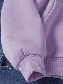 SHEIN Tween Girl 秋冬休閒連帽開襟外套 - 紫色 - 查看 7