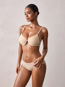 Veilyse Women's Breathable Lace Underwire Push-Up Bra, Comfortable With Detachable And Adjustable Shoulder Straps. - Apricot - View 4