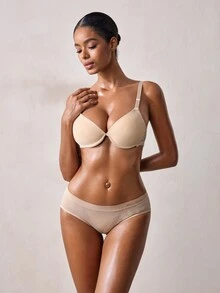 Veilyse Women's Breathable Lace Underwire Push-Up Bra, Comfortable With Detachable And Adjustable Shoulder Straps. - Apricot - View 3