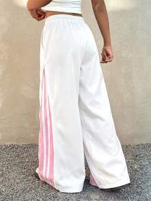 Coolane Kids Tween Girls Spring/Summer Streetwear Kids Red Baggy High Waisted Straight Pants Wide Leg Sweatpants - White - View 2