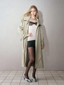 MOTF PREMIUM Mantel trench double breasted minimalis serbaguna - Aprikot - View 5