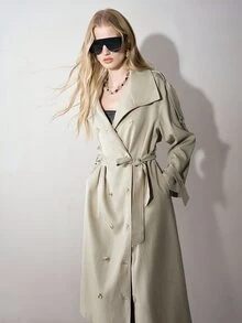 MOTF PREMIUM Mantel trench double breasted minimalis serbaguna - Aprikot - View 3