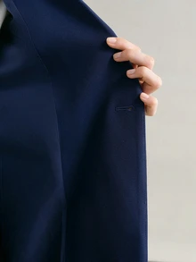 MOTF PREMIUM WOMEN SOLID NAVY BLUE PEAK COLLAR BLAZER - Blue - View 8