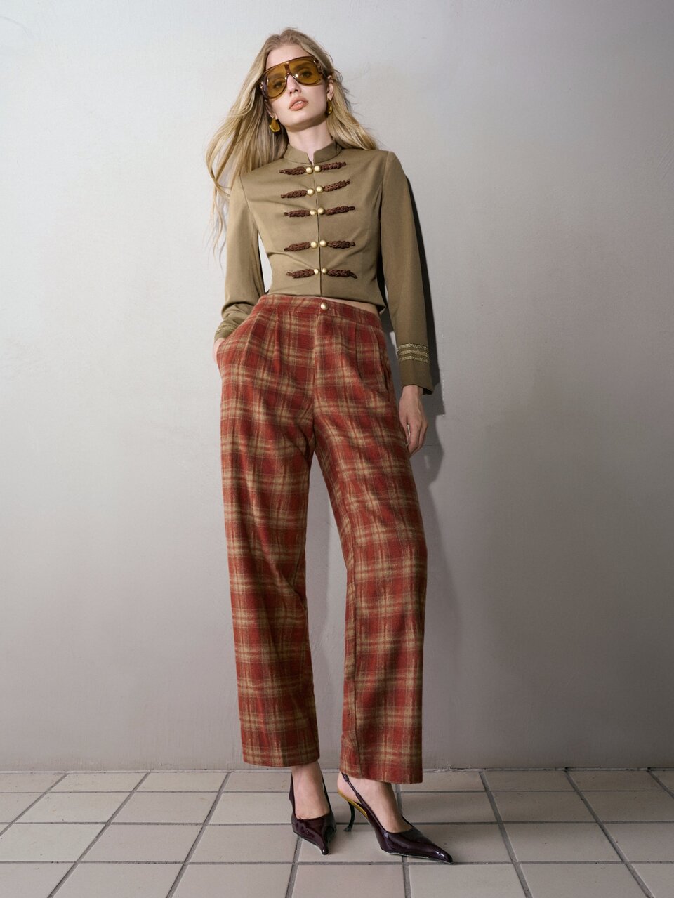 MOTF VINTAGE CLASSIC PLAID LONG PANTS