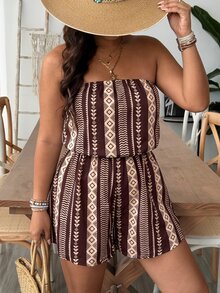 SHEIN VCAY Plus Floral Print Tube Romper Spring Summer Women - Multicolor - View 6