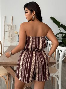 SHEIN VCAY Plus Floral Print Tube Romper Spring Summer Women - Multicolor - View 2