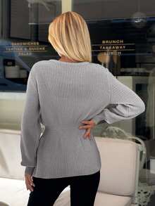 EURMUSE Women Solid Color Front Button Round Neck Cardigan,Cardigans,Long Cardigans Woman,Petite,Tall - Light Grey - View 4