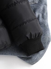 SHEIN 青少年女孩冬季外套，秋季，長袖，舒適，寬鬆，日常，戶外，街頭風，夾克，保暖 - 黑色 - 查看 6