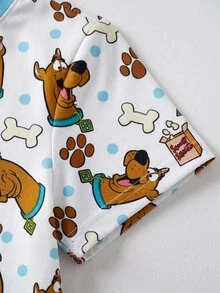 SCOOBY-DOO X SHEIN Baby Boy Cute Cartoon Print Round Neck Short Sleeve Romper - White - View 5