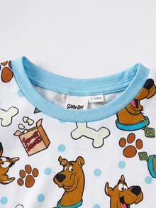 SCOOBY-DOO X SHEIN Baby Boy Cute Cartoon Print Round Neck Short Sleeve Romper - White - View 4