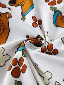 SCOOBY-DOO X SHEIN Baby Boy Cute Cartoon Print Round Neck Short Sleeve Romper - White - View 6