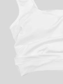 SHEIN Unity Women's Summer Solid Square Neck Casual Slim Fit Tank Top, Built-In Bra - White - View 6