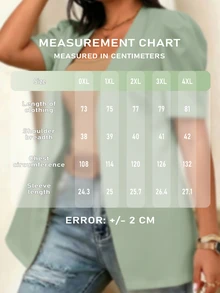 EMERY ROSE Plus Size Casual Minimalist Thin Short Sleeve Blazer - Green - View 3