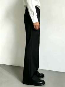 Claim Dot Men's Solid Color Casual Versatile Daily Travel Long Pants - Black - View 4