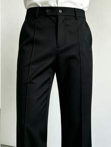 Claim Dot Men's Solid Color Casual Versatile Daily Travel Long Pants - Black - View 5
