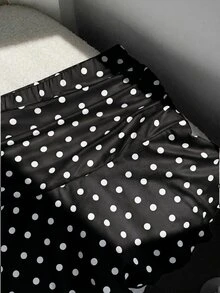 Comfortcana Women's Black And White Polka Dot Polka Dot Print A-Line Skirt City Break Summer Cute - Black - View 4