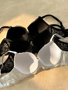 Snug Zone Plus Size Sexy Lace Underwire Bra 3 Pieces Set - Multicolor - View 2